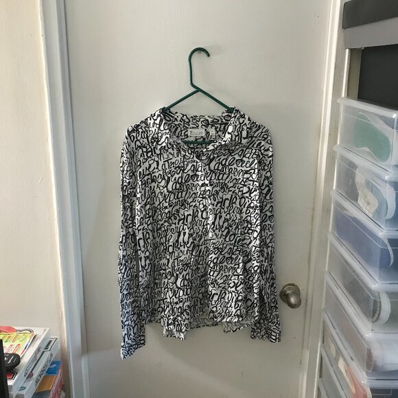 Women's NY& Co/7th ave Design Studio Button-up Shirt - B/W - Size XXL - Picture 1 of 5